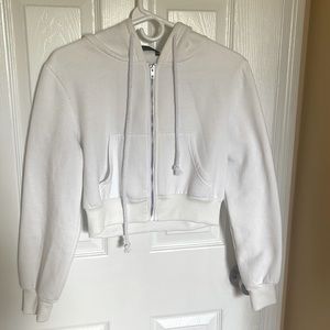 White zip up hoodie. Barely used.